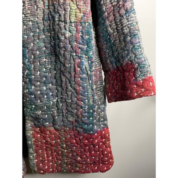 Anthropologie Neeru Kumar Stitched Sharona Quilted Blanket Kimono Jacket Size L - Picture 6 of 9